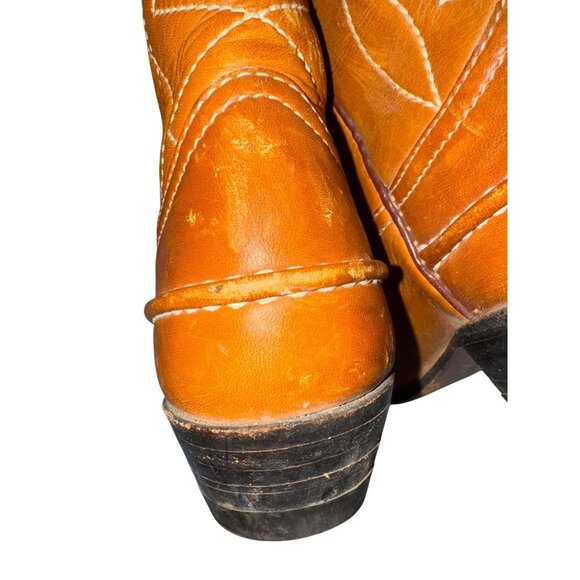 Justin Womens Western Leather Cowboy Boots Size 5.5 B Brown 12" Top To Bottom - Picture 11 of 16